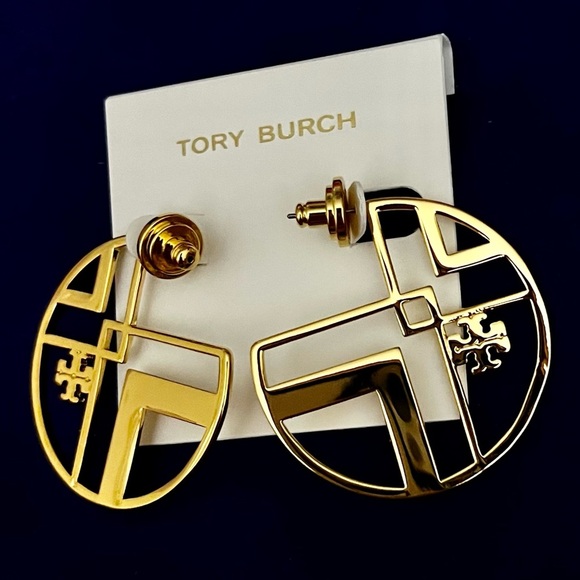 🆕 Tory Burch Authentic Gold Hoop Earrings At Awesome Prices To Buy Now & Save - Picture 3 of 14